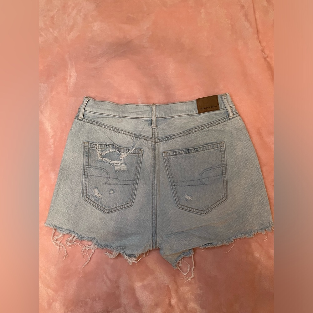 American Eagle Lightwash Distressed Jean Shorts - Picture 3 of 3